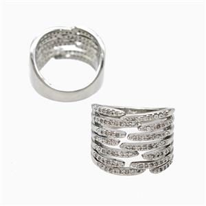 Copper Rings Pave Zirconia Platinum Plated, approx 16mm, 18mm dia [FN56203]