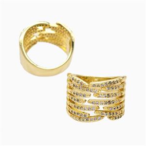 Copper Rings Pave Zirconia 18K Gold Plated, approx 16mm, 18mm dia [FN56204]