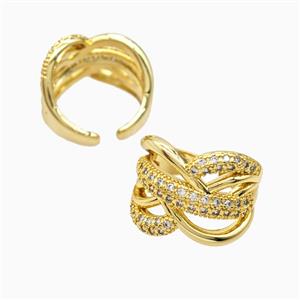 Copper Rings Pave Zirconia 18K Gold Plated, approx 18mm, 18mm dia [FN56206]