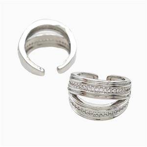 Copper Rings Pave Zirconia Platinum Plated, approx 16mm, 18mm dia [FN56209]