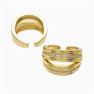Copper Rings Pave Zirconia 18K Gold Plated, approx 16mm, 18mm dia [FN56210]