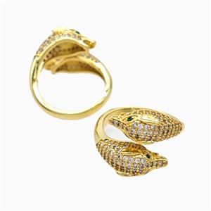 Copper Snake Rings Pave Zirconia 18K Gold Plated, approx 17mm, 18mm dia [FN56213]