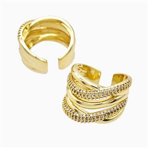 Copper Rings Pave Zirconia 18K Gold Plated, approx 17mm, 18mm dia [FN56214]