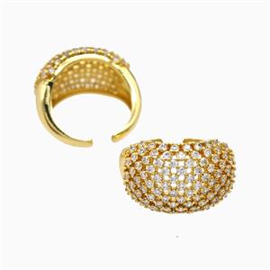 Copper Rings Pave Zirconia Hollow 18K Gold Plated, approx 16mm, 18mm dia [FN56215]