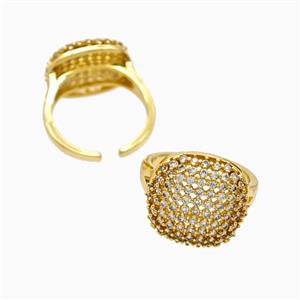 Copper Rings Pave Zirconia Hollow 18K Gold Plated, approx 16-18mm, 18mm dia [FN56217]