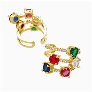 Copper Rings Pave Zirconia 18K Gold Plated, approx 20mm, 18mm dia [FN56218]