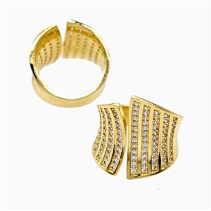 Copper Rings Pave Zirconia 18K Gold Plated, approx 23mm, 18mm dia [FN56219]