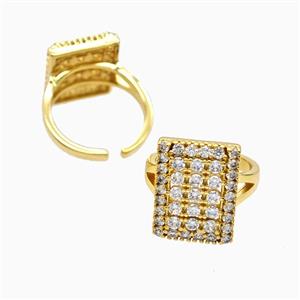 Copper Rectangle Rings Pave Zirconia 18K Gold Plated, approx 14-18mm, 18mm dia [FN56223]