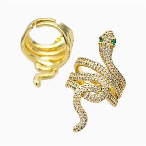 Copper Snake Rings Pave Zirconia 18K Gold Plated, approx 40mm, 18mm dia [FN56225]