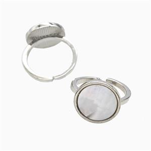 Copper Sun Rings Pave Shell Platinum Plated, approx 15mm, 18mm dia [FN56229]