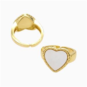 Copper Heart Rings Pave Shell 18K Gold Plated, approx 16mm, 18mm dia [FN56232]