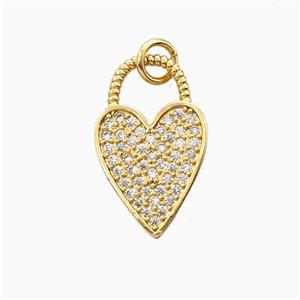 Copper Heart Pendant Pave Zirconia 18K Gold Plated, approx 13-20mm [FN56246]