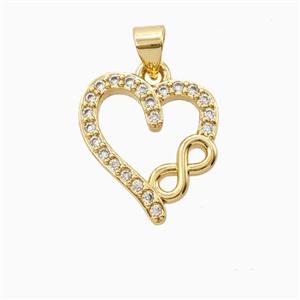Copper Heart Pendant Pave Zirconia 18K Gold Plated, approx 16-18mm [FN56247]