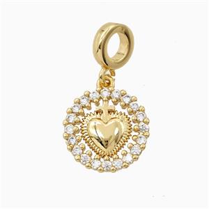 Copper Sacred Heart Pendant Pave Zirconia 18K Gold Plated, approx 16mm, 9mm [FN56252]