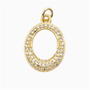 Copper Oval Pendant Pave Zirconia 18K Gold Plated, approx 15-17mm [FN56253]