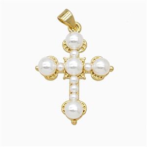 Copper Cross Pendant Pave Resin 18K Gold Plated, approx 21-26mm [FN56255]