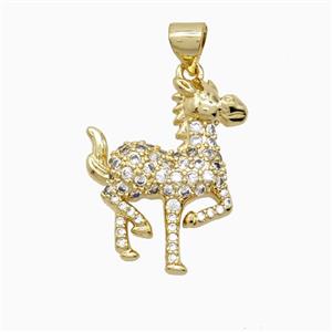 Copper Horse Pendant Pave Zirconia 18K Gold Plated, approx 20-22mm [FN56257]