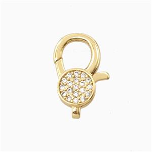 Copper Lobster Clasp Micropave Zirconia 18K Gold Plated, approx 10-16mm [FN56268]
