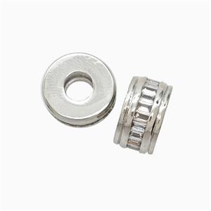 Copper Heishi Beads Pave Zirconia Platinum Plated, approx 13mm [FN56269]