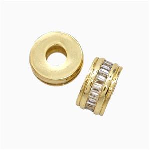 Copper Heishi Beads Pave Zirconia 18K Gold Plated, approx 13mm [FN56270]