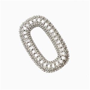 Copper Oval Connector Pave Zirconia Platinum Plated, approx 12-19mm [FN56271]