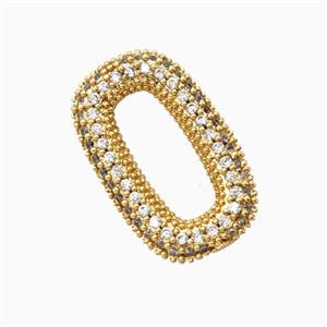Copper Oval Connector Pave Zirconia 18K Gold Plated, approx 12-19mm [FN56272]