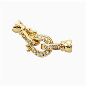 Copper Clasp Pave Zirconia 18K Gold Plated, approx 9-25mm, 5-13m [FN56276]