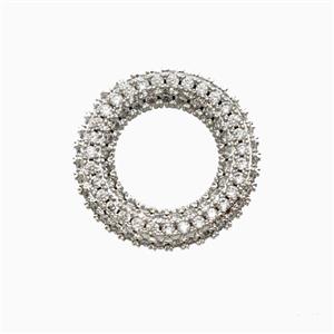 Copper Circle Connector Pave Zirconia Platinum Plated, approx 18mm [FN56277]