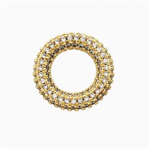 Copper Circle Connector Pave Zirconia 18K Gold Plated, approx 18mm [FN56278]