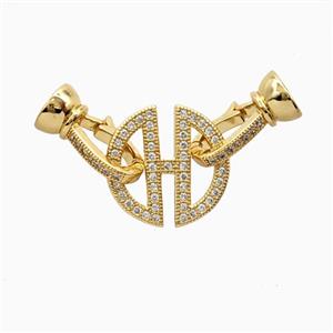 Copper Connector Clasp Pave Zirconia 18K Gold Plated, approx 15-35mm, 5-11mm [FN56289]