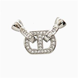 Copper Connector Clasp Pave Zirconia Platinum Plated, approx 10-25mm, 6-11mm [FN56290]