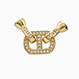 Copper Connector Clasp Pave Zirconia 18K Gold Plated, approx 10-25mm, 6-11mm [FN56291]