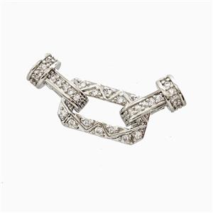Copper Connector Clasp Pave Zirconia Platinum Plated, approx 9-30mm, 6-11mm [FN56292]