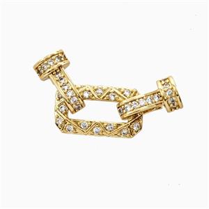 Copper Connector Clasp Pave Zirconia 18K Gold Plated, approx 9-30mm, 6-11mm [FN56293]