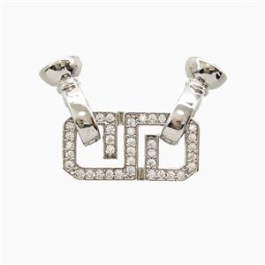 Copper Connector Clasp Pave Zirconia Platinum Plated, approx 10-35mm, 6-12mm [FN56294]