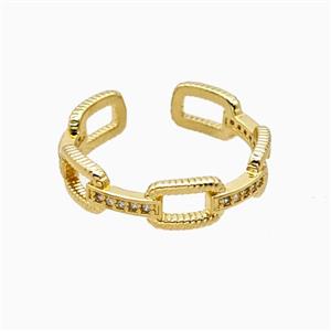 Copper Ring Pave Zirconia 18K Gold Plated, approx 5.5mm, 18mm dia [FN56296]