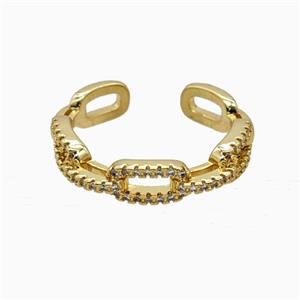 Copper Rings Pave Zirconia 18K Gold Plated, approx 5mm, 18mm dia [FN56304]