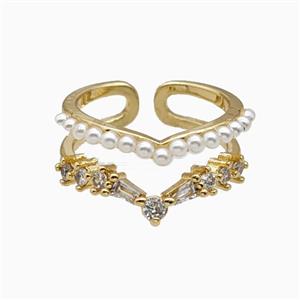 Copper Rings Pave Zirconia Resin 18K Gold Plated, approx 10mm, 18mm dia [FN56307]