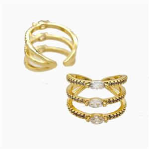 Copper Rings Pave Zirconia 18K Gold Plated, approx 15mm, 18mm dia [FN56309]