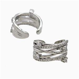 Copper Rings Pave Zirconia Platinum Plated, approx 14mm, 18mm dia [FN56310]