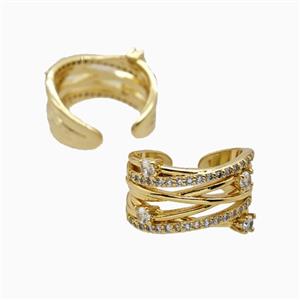 Copper Rings Pave Zirconia 18K Gold Plated, approx 14mm, 18mm dia [FN56311]