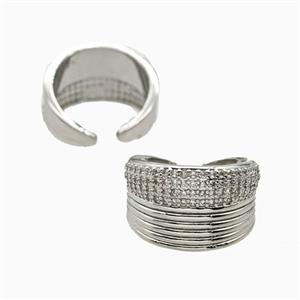 Copper Rings Pave Zirconia Platinum Plated, approx 14.5mm, 18mm dia [FN56313]