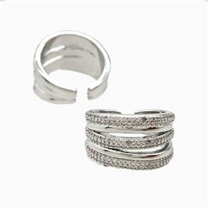 Copper Rings Pave Zirconia Platinum Plated, approx 14.5mm, 18mm dia [FN56315]