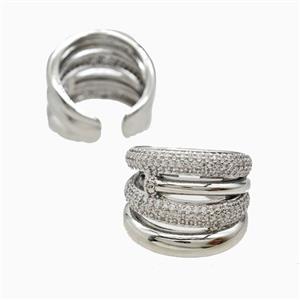 Copper Rings Pave Zirconia Platinum Plated, approx 19mm, 18mm dia [FN56317]