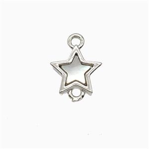Copper Star Connector Pave Shell Platinum Plated, approx 7.5mm [FN56321]