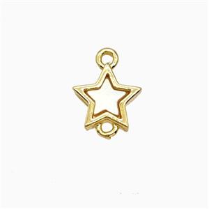 Copper Star Connector Pave Shell 18K Gold Plated, approx 7.5mm [FN56322]
