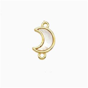 Copper Moon Connector Pave Shell 18K Gold Plated, approx 7-8.5mm [FN56324]
