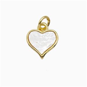Copper Heart Pendant Pave Shell 18K Gold Plated, approx 11mm [FN56325]