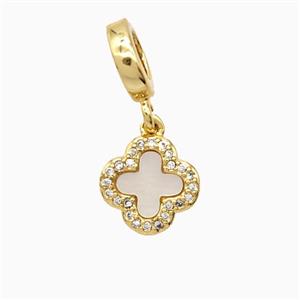 Copper Clover Pendant Pave Zirconia Shell 18K Gold Plated, approx 10mm, 9mm [FN56326]