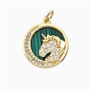 Copper Unicorn Pendant Pave Zirconia Moon 18K Gold Plated, approx 16mm [FN56330]